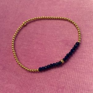 New 2MM Lapis and Diamond Rondelle Bead Bracelet